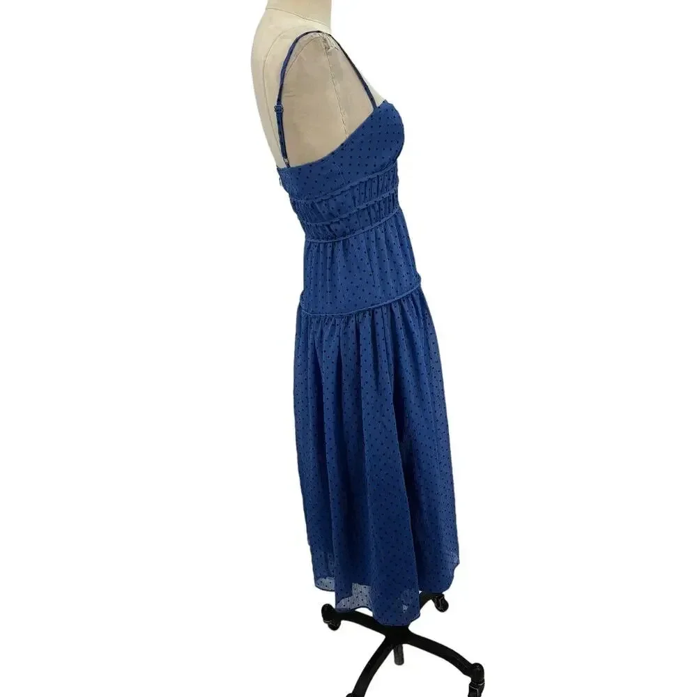 La Maison Talulah Sorrento‎ Midi Dress Azure Blue Polka Dot Size Small - Picture 6 of 15